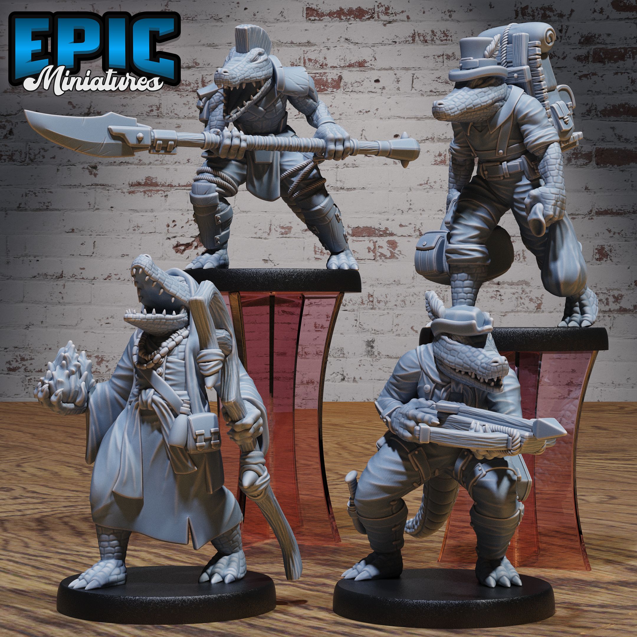 Alligator Folk Set / Humanoid Crocodile Warrior / Croc Tribe Fighter / Southern Wild Animal / Evil Reptile Predator Creature / Swamp Beast Encounter
